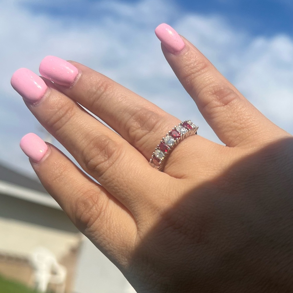 2.34 ct Red & White Moissanite Ring